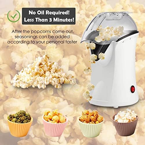 A levegő Popper Popcorn Készítő, 4 Csésze, 1200W Forró Levegő Popcorn Popper a mérőedényt, majd a Felső Fedelet, Levegő Popper