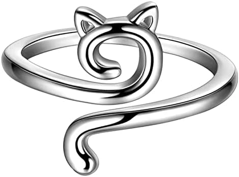 Vintage Gyűrű a Nők Alufelni Geometriai Macska Gyűrű Nyitó Állítható Állat Gyűrű Dísze (Ezüst, Egy Méret)