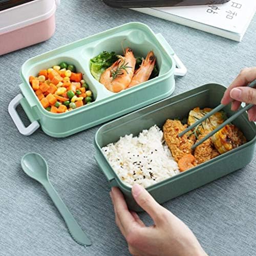DOITOOL Rozsdamentes Acél Ebéd Bento Box Japán Stílusú Dupla Rétegű Étel elkészítése Konténerek Rekesz Lezárt Élelmiszer-Tároló
