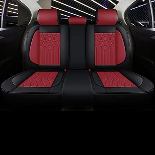 Vörös Eső Bor, Vörös, Fekete Bőr Ülés Fedezze Lélegző Univerzális Autó üléshuzat az Első, mind a Hátsó Ülések 13pcs Automotive