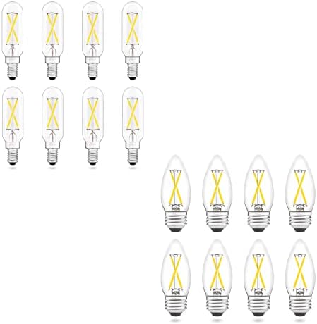 AIELIT 8-Pack 2W B11 E26 LED Izzó/T8 E12 LED Izzó Csomag, Szabályozható, 25W Egyenértékű Izzó, 5000K Nappal Fehér, 200lm,Átlátszó Üveg