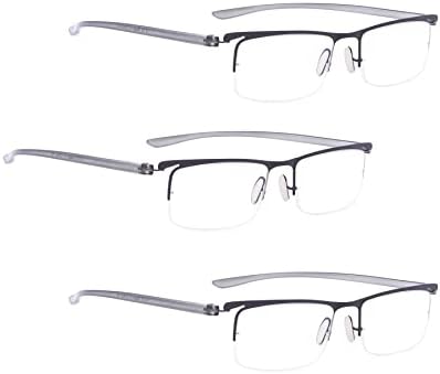 Földhasználati jogok 3 darab Fél-rim Olvasó Szemüveg + 7 Csomag Keret nélküli Szemüvege (Összesen 10 Pár Olvasók +2.00)