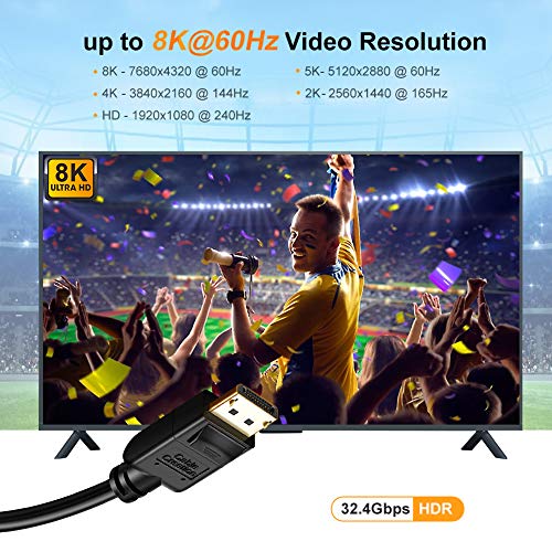 CableCreation 8K Displayport Kábel 1.4, 6.6 ft DisplayPort DisplayPort Kábel (DP, hogy a DP Kábel) Aranyozott a 8K@60Hz,
