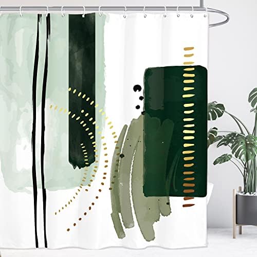 Yookeb Modern Absztrakt Extra Hosszú Fürdőszobában Zuhanyzó Függöny 71W által 96H Hüvelyk Smaragd Zöld Geometriai Esztétikai