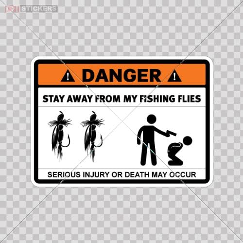 Matrica Veszély Maradj Távol A Halászati Legyek Színes Nyomtatás (7 X 5 Hüvelyk) Df579 Méret: 5 X 3.6 Cm Vinil színes nyomtatás