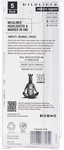 Zebra Toll Mildliner 5 szám per pack Fluoreszkáló, Multicolors (Csomag 2)