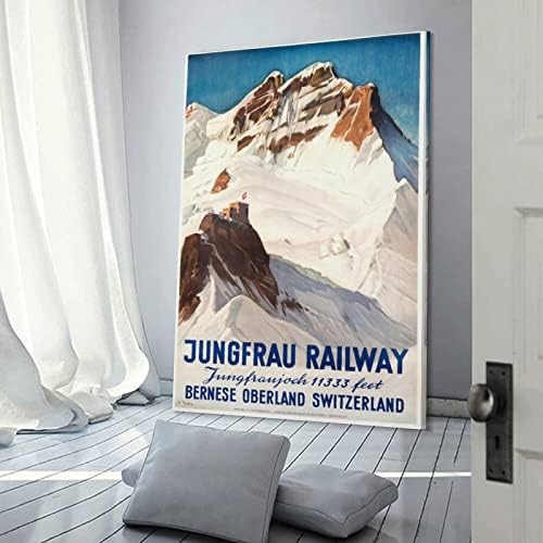 Jungfrau Vasúti Eredeti Vintage Ski Poszter, 1936 Esztétikai Plakátok Cafe Club Fürdőszoba Dekoráció Wall Art Festmények Vászon