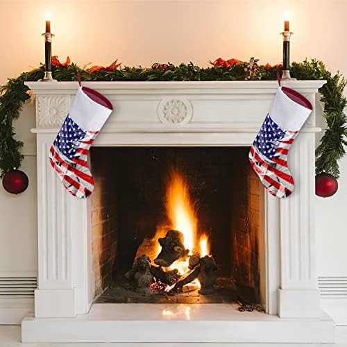 USA Fű Zászló Karácsonyi Lóg Harisnya, Zokni karácsonyfa Kandalló Holiday Home Decor