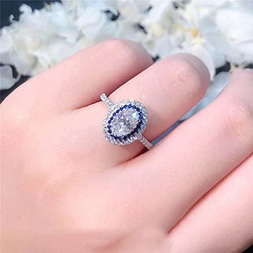 MEIBAN Luxus Kék Gyémánt, Kerek Csomag, Gyűrű Női Báj Királynő Ovális Cirkon Eljegyzési Gyűrű Női Gyűrű Tartozékok Gyűrűk (Egy, Egy Méret)