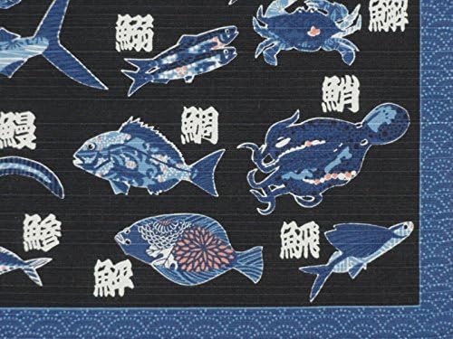 Furoshiki Csomagolás Ruhával Kanji Hal a Fekete Alap Motívum Japán Szövet 50cm