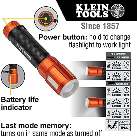 Klein Eszközök Újratölthető LED-es Zseblámpa, Munkafényszóró & Újratölthető Vízálló LED zseblámpa kötéllel