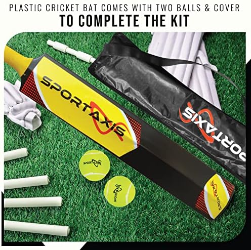 SPORTAXIS nagy teherbírású Műanyag Cricket Bat 2 Tenisz Labdák, valamint Táska, Beltéri, Kültéri, Kertben, Strand Játékok