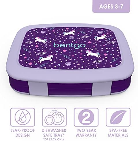 Bentgo® a Gyerekek Nyomatok szivárgásmentes, 5-Rekesz Bento-Stílus Gyerekek uzsonnás Doboz - Ideális az Adagok mérete Korosztály