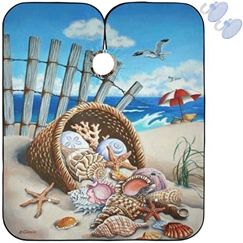visesunny Borbély Cape Vintage Coral Sea Shell Beach Poliészter hajvágó Szalon Köpeny Kötény antisztatikus Hajvágás Vízálló