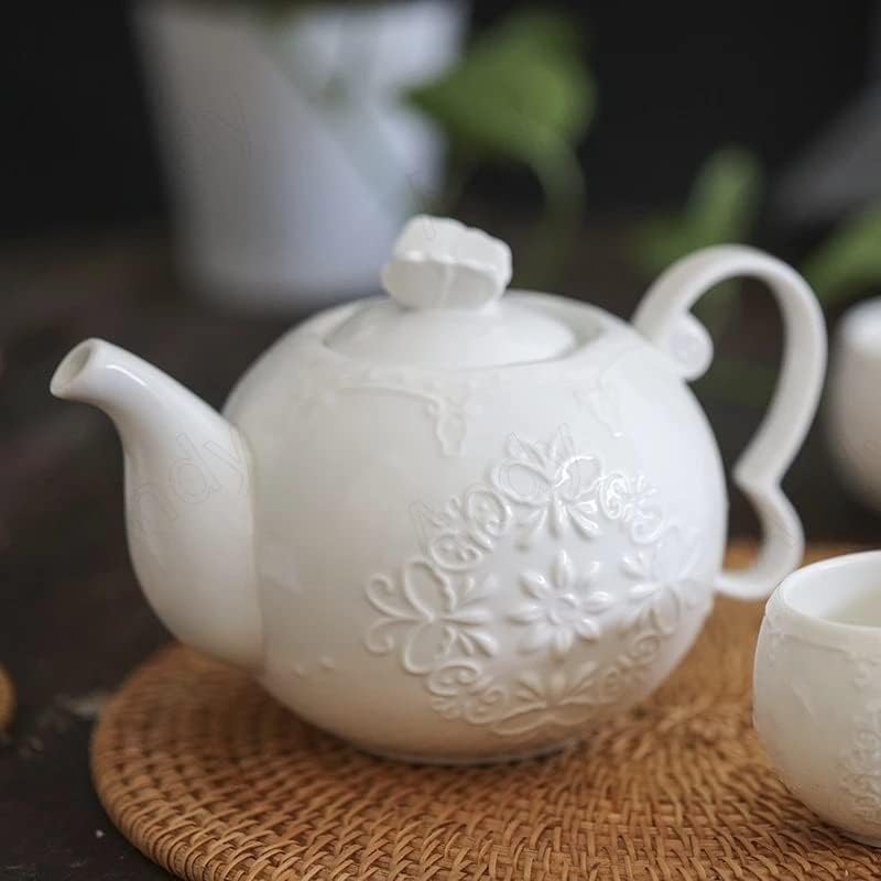 Vízforraló kancsó Kerámia Teáskanna Bíróság Megkönnyebbülés Dekor Asztali Tea Szett Modern Délutáni Tea Nappali Teás Készlet, Kézzel készült