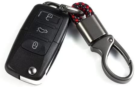 Autós kulcstartó Keychains,bőr kulcstartó Masszív fém kulcstartók D-Gyűrű a férfiak, mind a nők 2 csomag,Fekete-Piros, Fekete-Piros,360