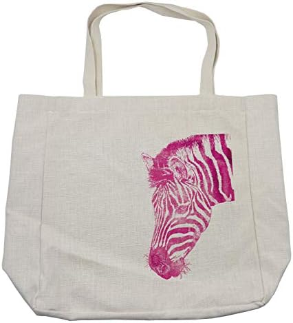Ambesonne Pink Zebra Bevásárló Táska, Vezetője, Zebra, Élénk, Portré, Akvarell Sötét Aquarelle Akvarell Nyomtatás, Környezetbarát, Újrafelhasználható