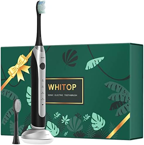 WHITOP CD-01 Pro Szónikus Elektromos Fogkefe Felnőttek számára, Vezeték nélküli Töltés Újratölthető Fogkefe, 2 Kefe Fej, 4 üzemmód, nyomásérzékelő,