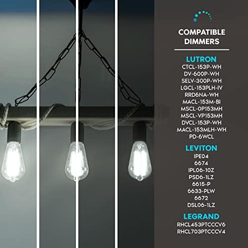 LUXRITE Vintage Edison LED Izzók 75W Egyenértékű, ST19 ST58, 5000K Fényes Fehér, 800 Lumen, Szabályozható LED Izzószálas Villanykörte, 8W, Könnycsepp