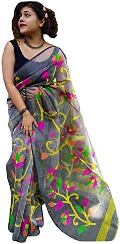 ETNIKAI EMPORIUM Indiai Szép Nyári sari fesztivál matka muszlin jamdani Szövés Muszlim Fél Saree 934c