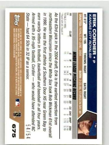 Erik Cordier FY Kártya 2005 Topps Fekete 675 - Asztalon Baseball Kártyák