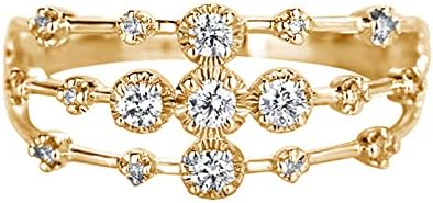 2023 Női Gyémánt Áttört Gyűrű Cirkon Eljegyzési Gyűrűt Vékony Hüvelykujj Gyűrűk Nők számára (Ezüst, 9)
