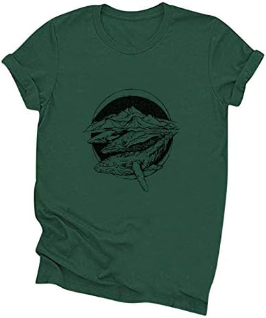 Shan-S Óceán Állat Grafikus Póló Nő Bálna Nyomtatott T-Shirt-Sleeve Rövidnadrág Sleeve Póló Tunika Maximum Blúz