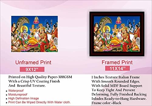 SAF Vishnu Laxmi Keretes Akril-Üveg-Festészet 14 hüvelyk x 11 hüvelyk SANFR14
