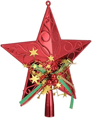 Amosfun 20cm karácsonyfa Csillag Topper karácsonyfa Topper Csillag Karácsonyi Dekoráció Csillogó karácsonyfa Dísz (Piros)