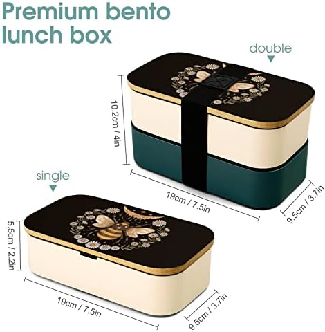 Mézelő Méh Hold Bento Ebédet szivárgásmentes Bento Box Élelmiszer-tartály, 2 Rekesz Irodájában Dolgozik Piknik
