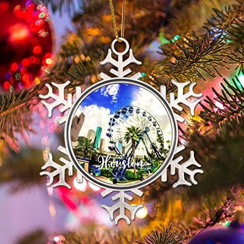 Ajándéktárgyak, Ajándék, Utazási Karácsonyi Díszek USA Város Houston karácsonyfa Díszek Amerikai Város Texasban Fém Hópehely