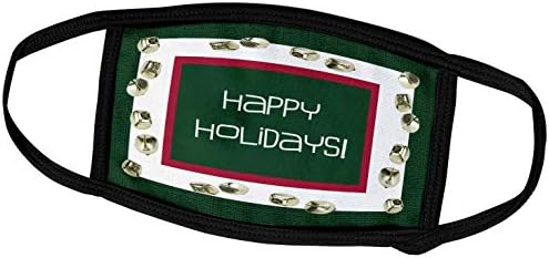 3dRose Beverly Turner Karácsonyi Design - Arany Jingle Bells Zöld, Fehér, Piros, Boldog Ünnepeket - Álarcok (fm_62739_1)
