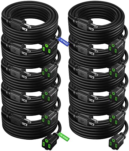 Maximm Hosszabbító 10 Ft Fekete (10 Db) hálózati kábelt a Beltéri/Kültéri 16 es Dróttal, nagy teherbírású ETL Felsorolt (10Ft)