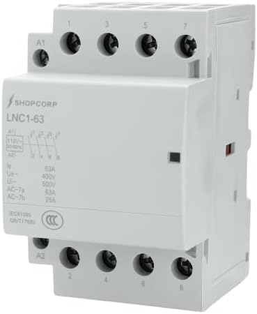 Shopcorp 40 Amp 4 Pólusú alaphelyzetben Nyitott (NO). IEC 400V Mágneskapcsoló (Csendes Üzem) – 110/120VAC Tekercs, 40a mágneskapcsoló