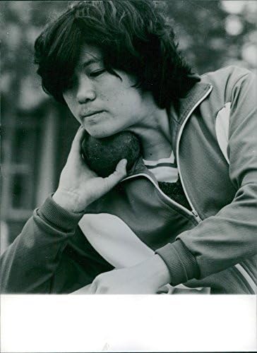 Vintage fotó Li Meisu, Kínai bajnok súlylökő, akik képviselik Kína az 1984-es Olimpia; megszegte az Ázsiai women39;s rekord én 1984