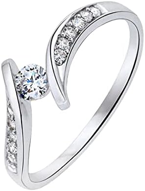 2023 Új Női Gyémánt Gyűrű, Eljegyzési Gyűrűk Nyilatkozat Gyűrűk, Minden Nő Fogatlan Gyűrű (Ezüst, 10)