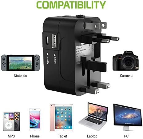 Utazási USB Plus Nemzetközi Adapter Kompatibilis Sony Xperia E4g a Világszerte Teljesítmény, 3 USB-Eszközök c típus, USB-A