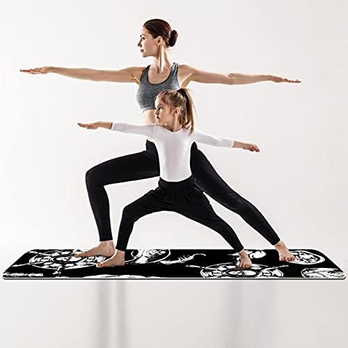 Vastag, Csúszásmentes Gyakorlat & Fitness 1/4 jóga szőnyeg Fekete-Fehér Koponya Minta Nyomtatás Jóga Pilates & Emelet Fitness