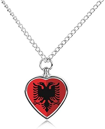 Albánia Lapos Szív Zászló Kisállat Hamvasztás Ékszer a Hamvak Urnában Nyaklánc Emlékmű Ékszert Ajándékba Medál a Kisállat Macska,