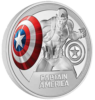 2023 DE Marvel Niue PowerCoin Amerika Kapitány a Marvel 1 Óz Ezüst Érme 2$ Niue 2023 Bizonyíték