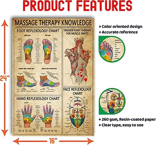 Masszázs Terápia Tudás Láb Reflexológia Diagram, Trigger Pont Terápia Poszter Wall Art, Gyógyfürdő, Masszázs Terápia Szobában Lógó Festmény