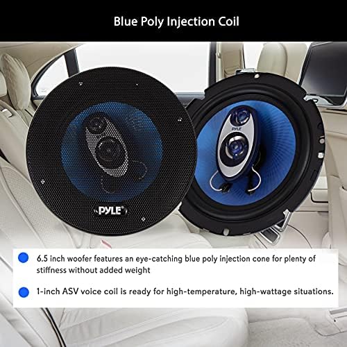Pyle 6.5 Hármas Hang Hangszóró Rendszer & Autó Hang Hangszóró (Pár) - Frissített Kék Poli Injekció Kúp 3-200 Watt Csúcs w/Nem-fárasztó