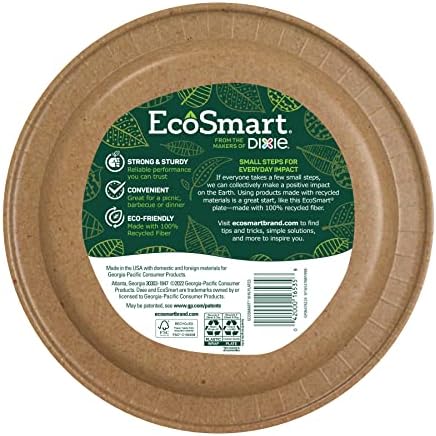 EcoSmart® - ban Újrahasznosított Rostot Papír Tányérok, 10 Vacsora Méret egyszer használatos Tányért, 144 Környezetbarát Lemezek (4