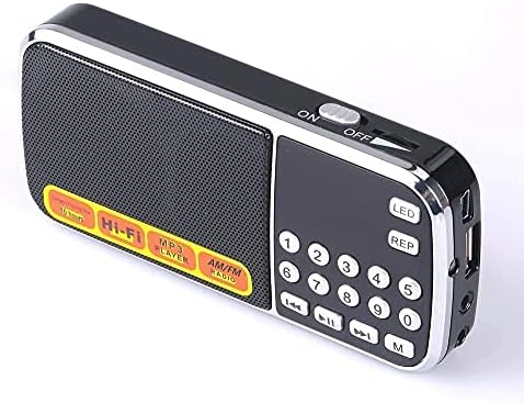 AM FM Zsebben Hordozható Rádió, zenelejátszó Támogatja a Micro SD/TF Kártya USB Foglalatba (Fekete)