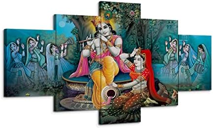 Radha Krisna Vászon Wall Art, Keretes Nyomatok Fali Dekoratív Festmények Hindu Isten Radha Krisna Képek, Poszter lakberendezés Nappali, Hálószoba