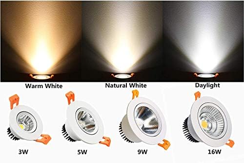 LightingWill 2inch LED Szabályozható Beépíthető, 3W COB Süllyesztett Mennyezeti Fény, Napfény, Fehér 5500K-6000K, CRI80, 25W 220LM Halogén