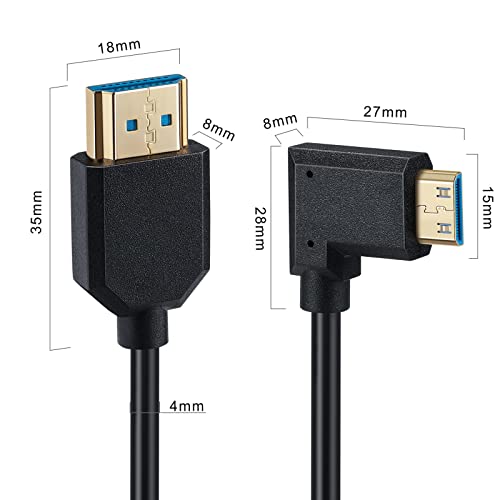 Qaoquda Mini HDMI-HDMI Spirál Kábel, 90 Fokos Szögben 8K Mini HDMI Male-HDMI Férfi Tavaszi Kábel 2.1 V 8K@60Hz 4K@120Hz
