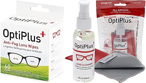 OptiPlus Anti-Köd Törlőkendő, meg Minden-Természetes Lencse Spray Csomag | 60-Gróf Anti-Köd Törlőkendő, 2oz Csík-Ingyenes Szemüveg