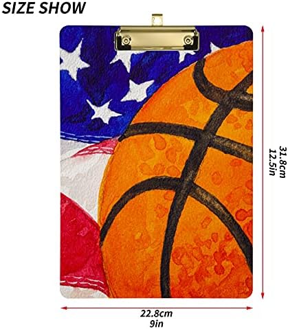 Kosárlabda USA Zászló Műanyag Vágólap 9x12.5Akril Papírok Alacsony Profilú Klip A4 Letter Méretű, nagy teherbírású Testület az Osztálytermi