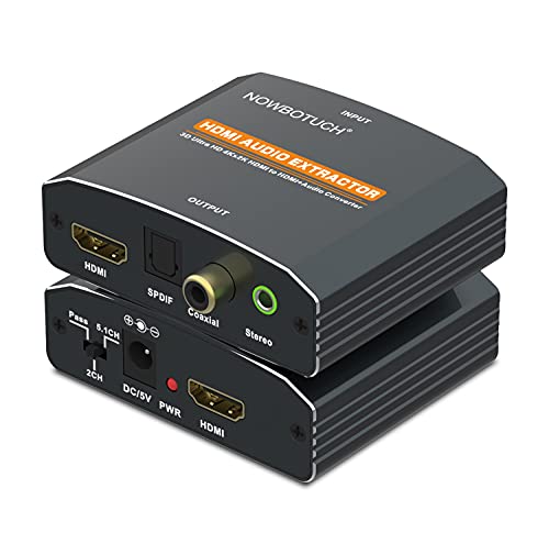 HDMI Audio Extractor Splitter 4K HDMI-HDMI Audio Converter+Koax+Optikai Toslink SPDIF+3,5 mm-es Sztereó Analóg Audio,HDMI Audio Adapter PS4/5,Tűz
